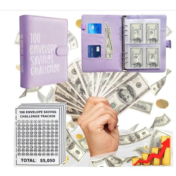 100 Envelope Money Saving Challenge Binder & Budget Planner Pre-Numbered - Picture 1 of 7